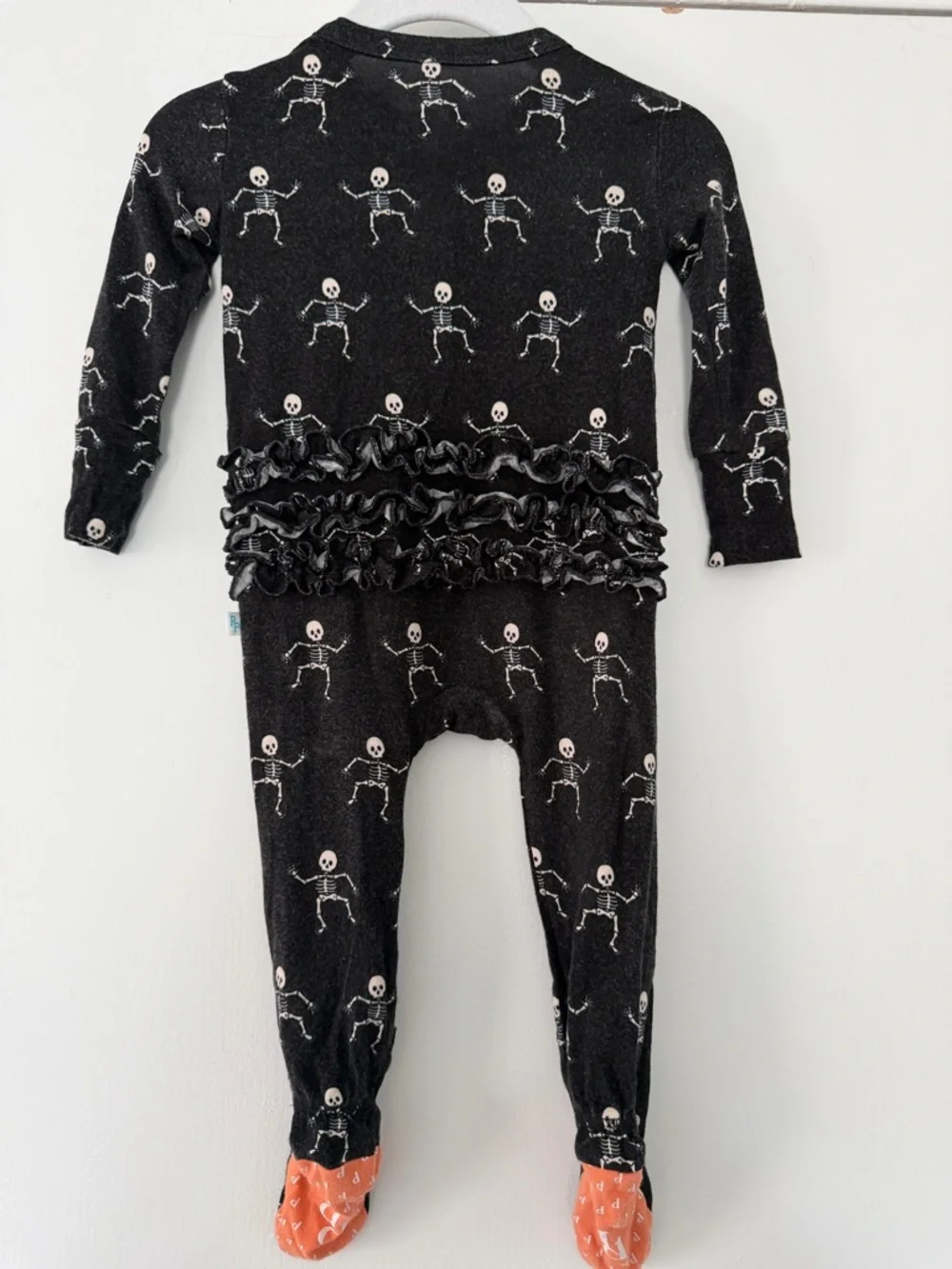 Halloween Posh Peanut Dancing Skelly Ruffled footie baby girl size 3-6m
